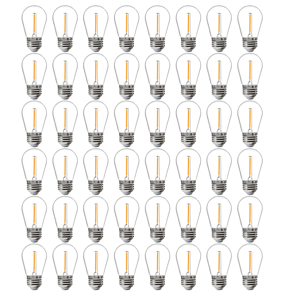 FLSNT 48 Pack LED S14 Replacement Light Bulbs for String Light, Waterproof Outdoor LED Bulbs, E26 Base, 2200K Warm White, Non-Dimmable