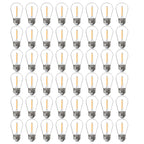 FLSNT 48 Pack LED S14 Replacement Light Bulbs for String Light, Waterproof Outdoor LED Bulbs, E26 Base, 2200K Warm White, Non-Dimmable