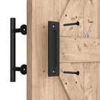 SMARTSTANDARD 2PCS Sliding Barn Door Handle, 12 Inch Heavy Duty Pull and Flush Hardware Set, Black, Large Rustic Two-Side Design, Round