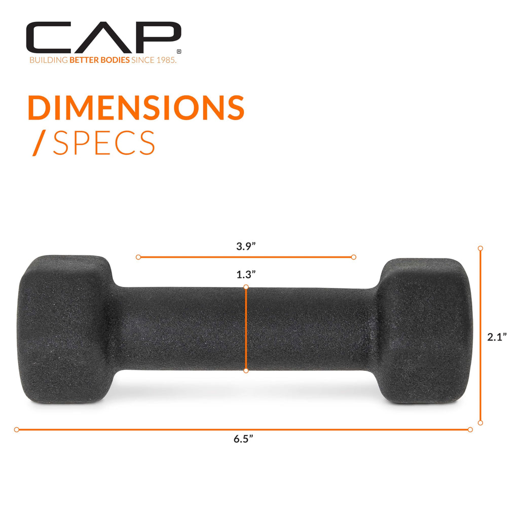 CAP Barbell 3 LB Neoprene Dumbbell Hand Weights - Pair | Black