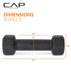 CAP Barbell 3 LB Neoprene Dumbbell Hand Weights - Pair | Black