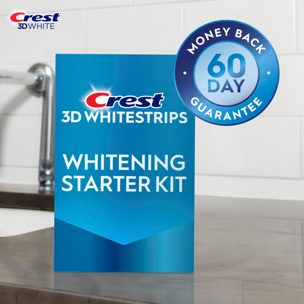 Crest 3D Whitestrips Whitening Starter Kit – Teeth Whitening Kit, 10 Treatments, Each with 1 Upper/1Lower, 20 Strips – Crest 3DWhite Teeth Whitening Strips