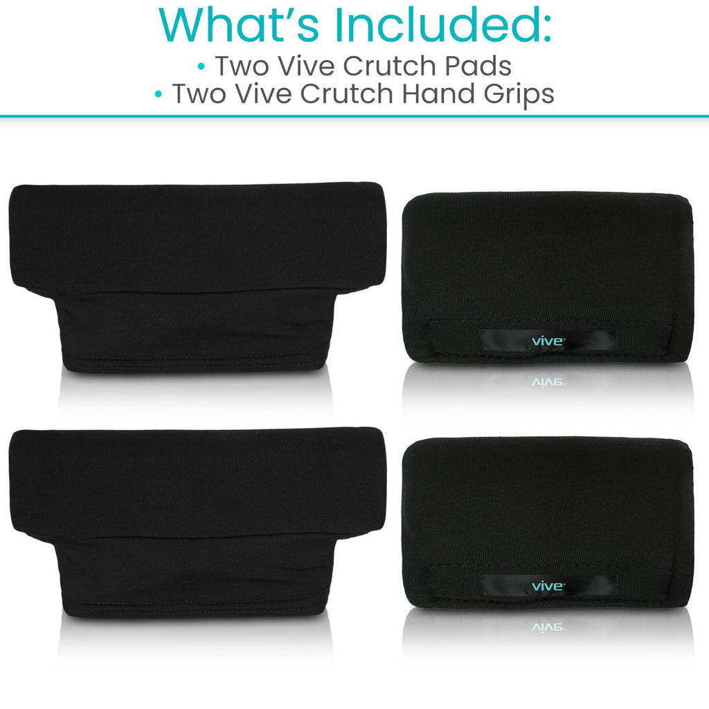Vive Premium Crutch Pads & Hand Grips - Comfortable, Breathable, Machine Washable Padding - Moisture Wicking & Odor Reducing Pillow Accessory Covers for Adult & Youth Walking Crutches