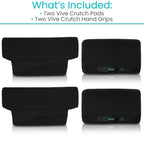 Vive Premium Crutch Pads & Hand Grips - Comfortable, Breathable, Machine Washable Padding - Moisture Wicking & Odor Reducing Pillow Accessory Covers for Adult & Youth Walking Crutches