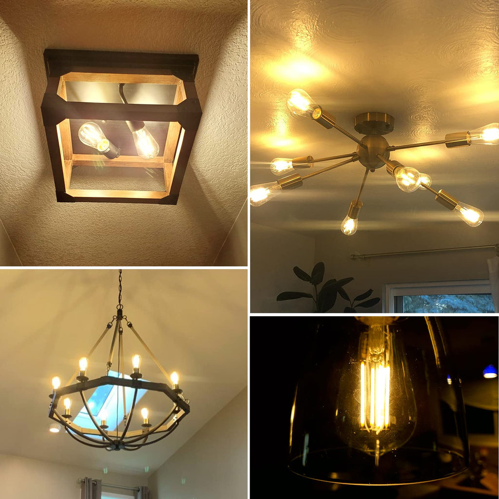 PARTPHONER LED Light Bulbs Dimmable Vintage Edison Bulb, E26 LED Bulb 60W Equivalent 720 Lumens, Warm White 2700K, ST58 Antique LED Filament Bulb CRI 85+, Clear Glass, Pack of 24