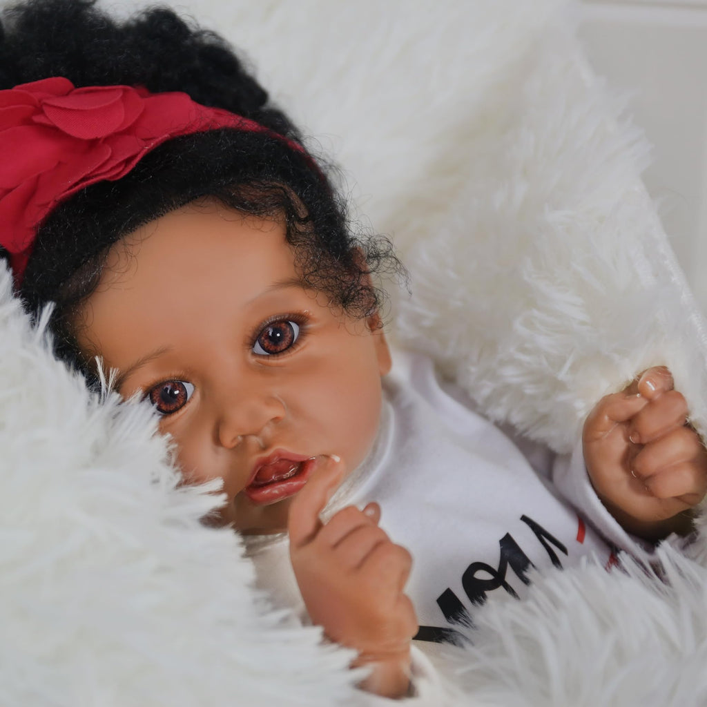 KSBD Realistic Reborn Baby Doll Black Girl – 20 Inch Lifelike Real Life African American Newborn Doll with Soft Body Gift Set for Kids Age 3+