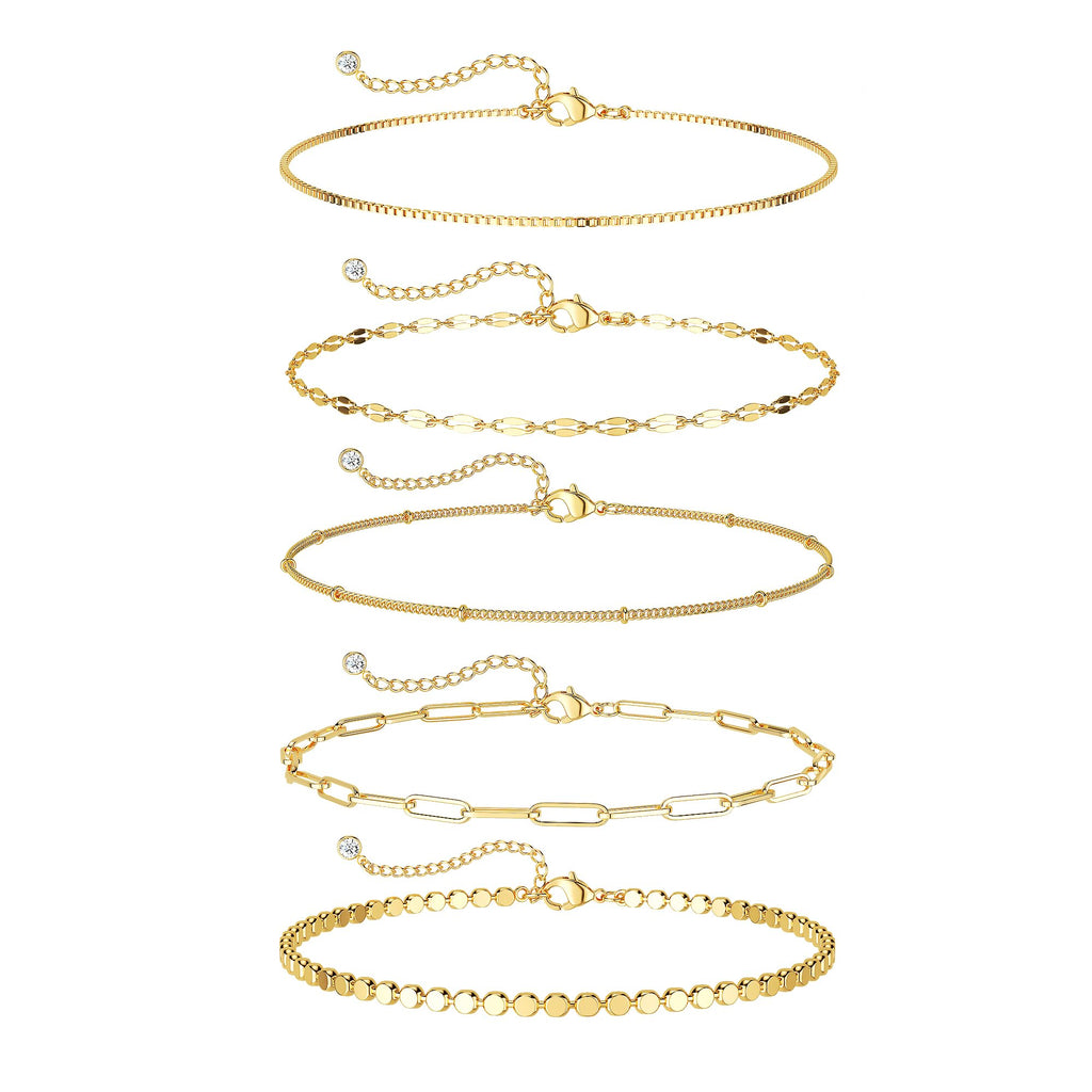 Dainty Gold Anklets for Women Waterproof