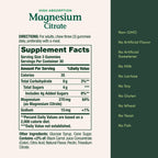 Nature's Bounty Magnesium Citrate Gummies for Adults,Supports General Health,Bone,Nerve,Muscle & Heart Health Support,270mg per Serving,Vegan,Non-GMO - Raspberry,90 Count (Pack of 2)