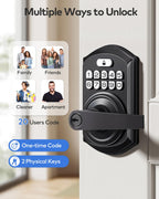 TEEHO TE004 Keyless Entry Keypad Door Lock with Handle - Smart Digital Electronic Lock for Interior Door with Anti-Peeping, Auto Lock & Passage Mode - Easy Installation - Matte Black