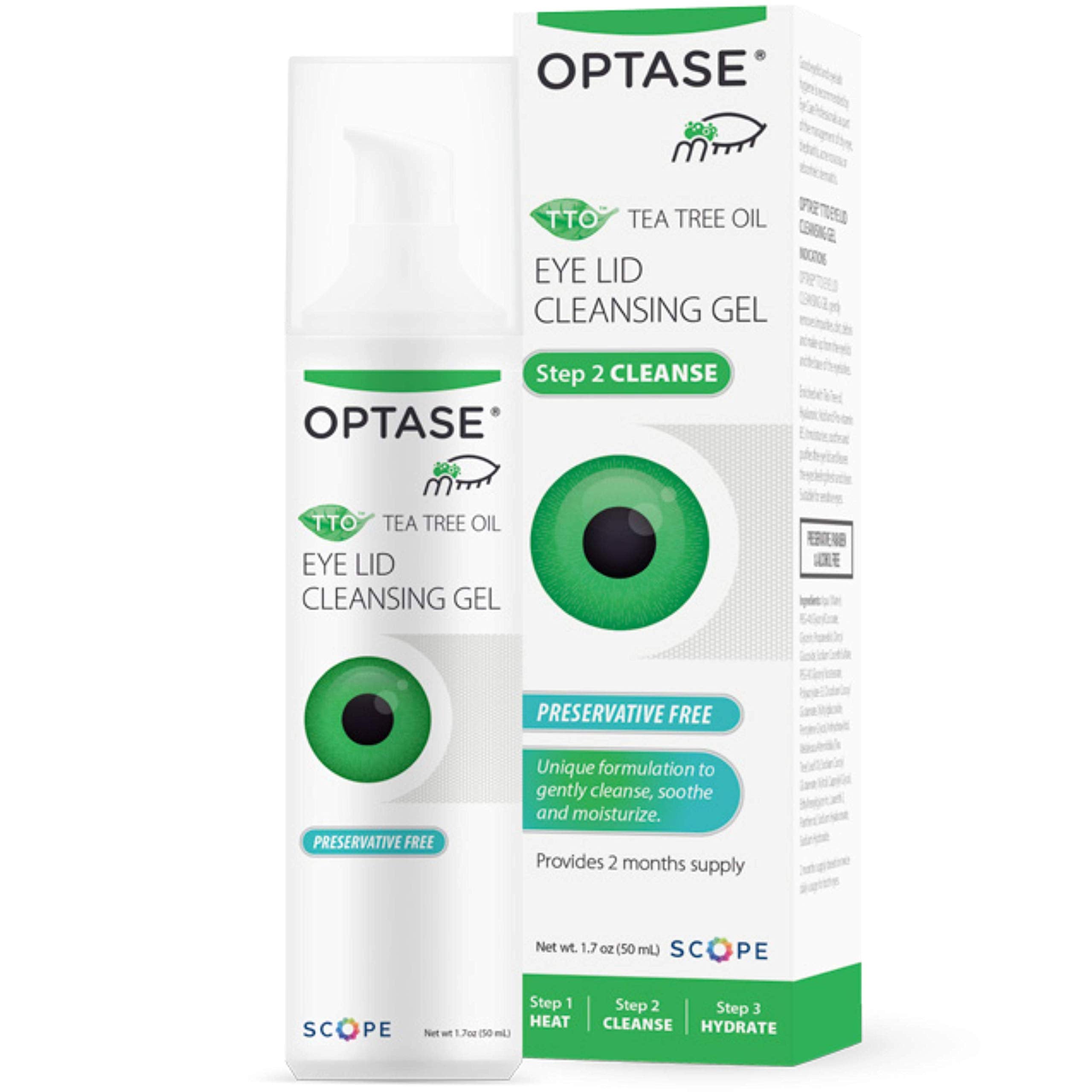 OPTASE TTO Eyelid Cleansing Gel, 1.7 fl oz – Tea Tree Oil Eyelid Cleanser for Gentle Daily Lid and Lash Cleansing – Made With Hyaluronic Acid - Preservative Free, Alcohol Free - Eye Doctor Recommended