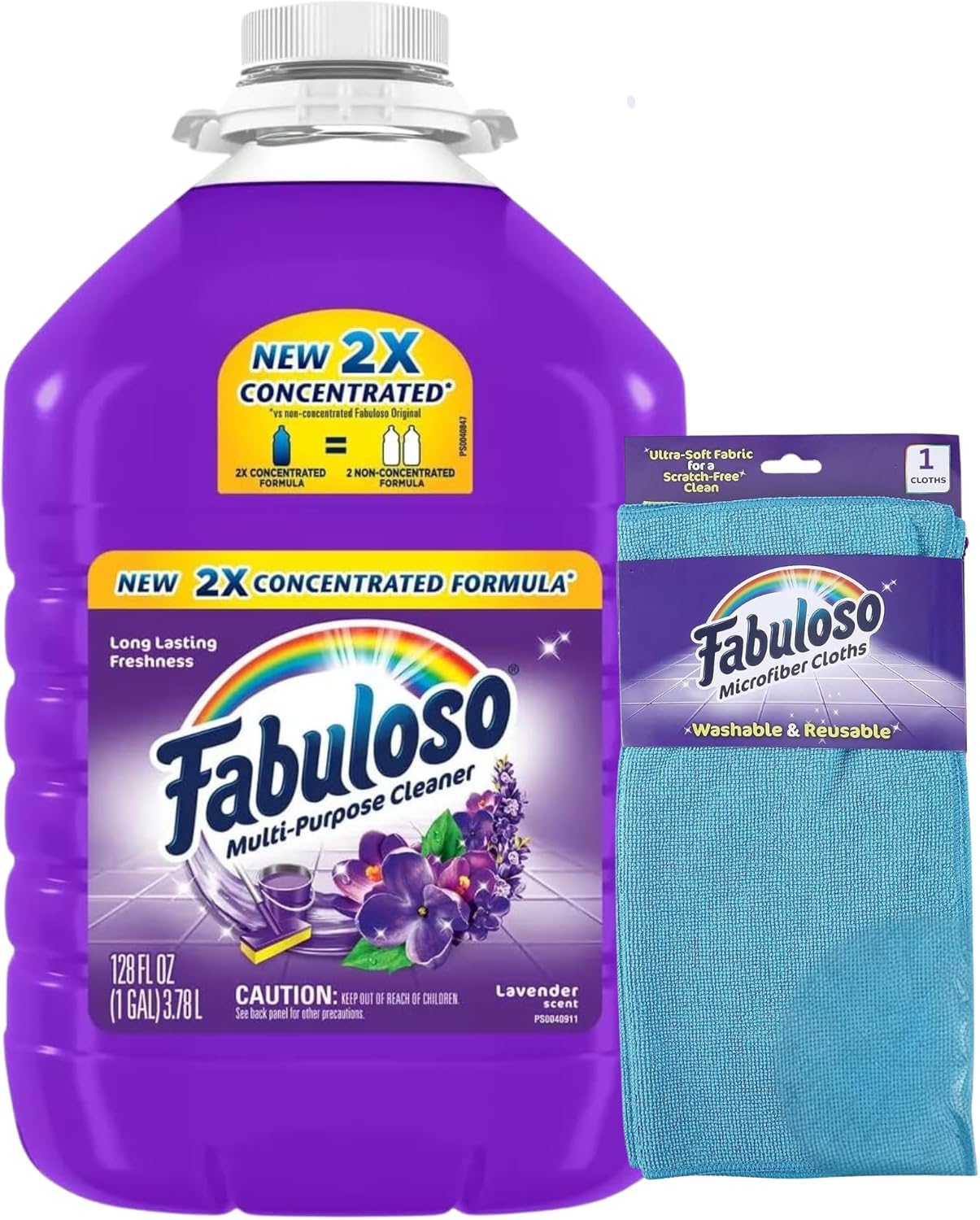 Fabuloso Multi-Purpose Cleaner 2x Concentrated Formulala - 128 fl oz - 1 Gallon - Cleaner Cloth - Colors & Packaging May Vary