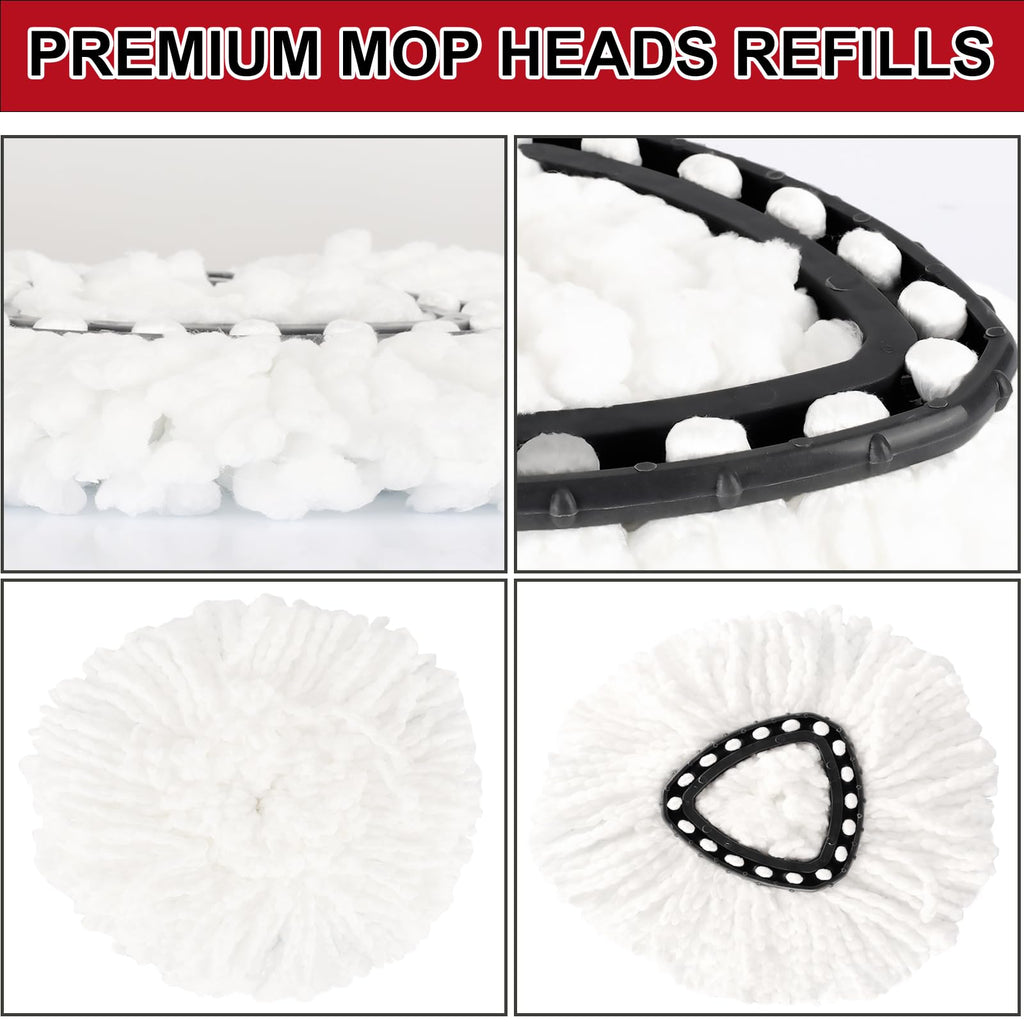 12 Pack Spin Mop Replacement Heads, 100% Microfiber Spin Mop Refill for Easy Wring Compatible with Triangle Spin Mop, 360 Degree Spinning Mop Replace Head for Floor Cleaning