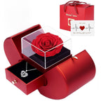 Preserved Real Rose with I love you Necklace 100 Languages, Gifts for Girlfriend, Women, Mom, Wife, Gifts Idea on Christmas, Valentine's Day, Mother's Day, Birthday, Anniversary, Thanksgiving