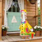 XEVZOK 4 Pcs Porch Goose Raincoat with Wigs, Outfits and Clothes, Spring Summer Goose Statue Raincoat Costume, 23" Geese Statue Clothes for Patio Yard Lawn Outdoor Decor