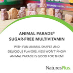 NaturesPlus Animal Parade Sugar-Free Children's Multivitamin - Assorted Cherry, Grape & Orange Flavors - Pack of 2, 90 Chewable Tablets - 90 Total Servings