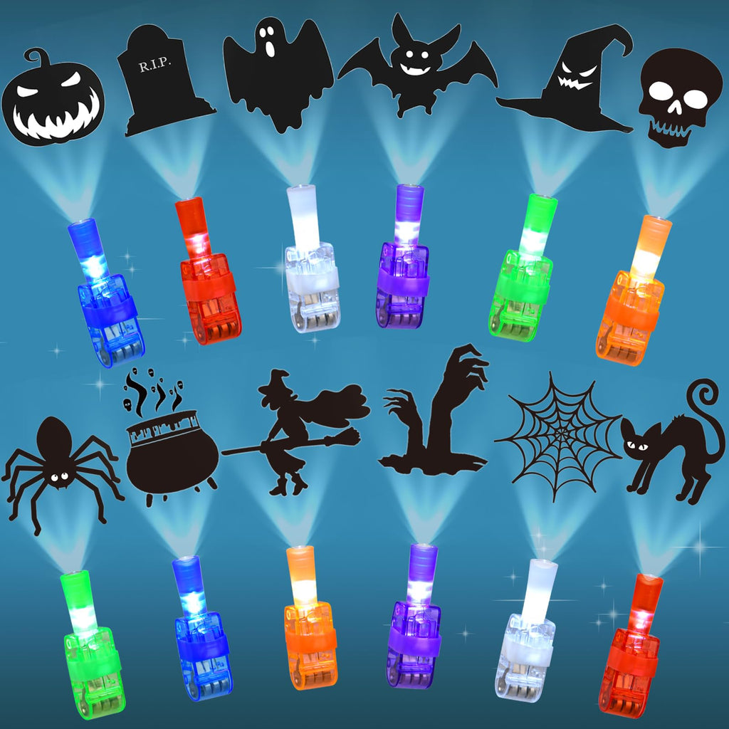 LAKULIO 36pcs Halloween LED Finger Lights, Halloween Party Favors for Kids LED Light Up Toys Classroom Rewards Gifts, Halloween Treats Goody Bag Filler