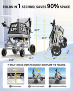 Ultralight 34lbs Foldable Electric Wheelchair for Adults, 350lbs Capacity, 500W Motor & Detachable Lithium Battery, Aluminum Frame Electric Wheelchair, All-Terrain Magnesium Wheels