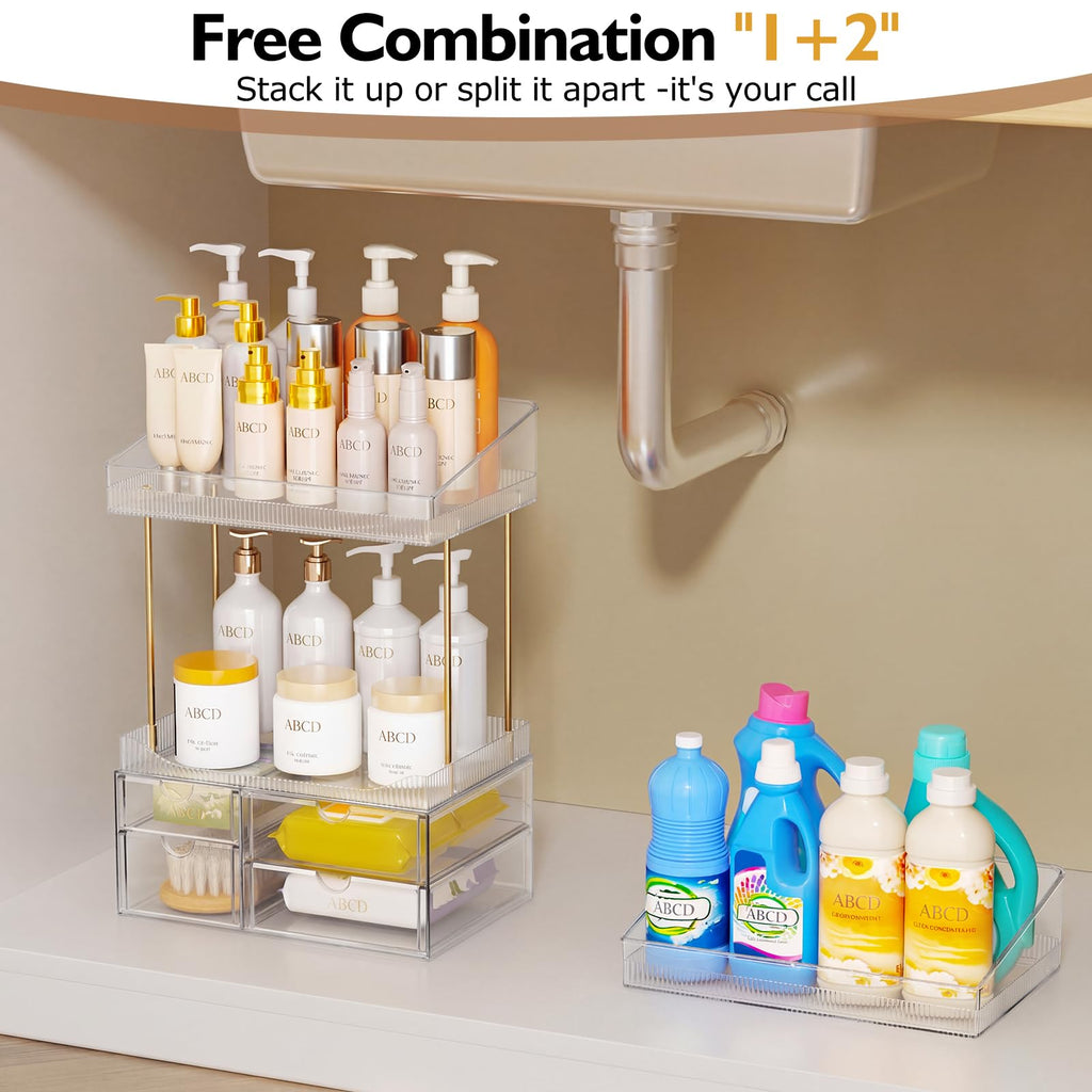 SNSLXH 4-Tier Clear Makeup Organizer Bathroom Storage