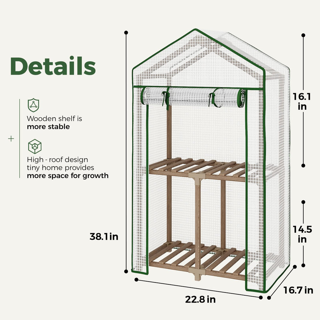 Bamworld Mini Greenhouse Indoor Small Portable 2-Tier Green House for Seed Starting Plant Grow Warmer and Home Gardening Display
