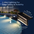 SHONELIGHTING Solar Pool Lights, Poolside Lights for Inground Pool, Ultra-Thin 2-Way LEDs for Edge & Deck, Heavy Duty Stainless Steel Outdoor Waterproof for Swimming (Warm White, 6PK)