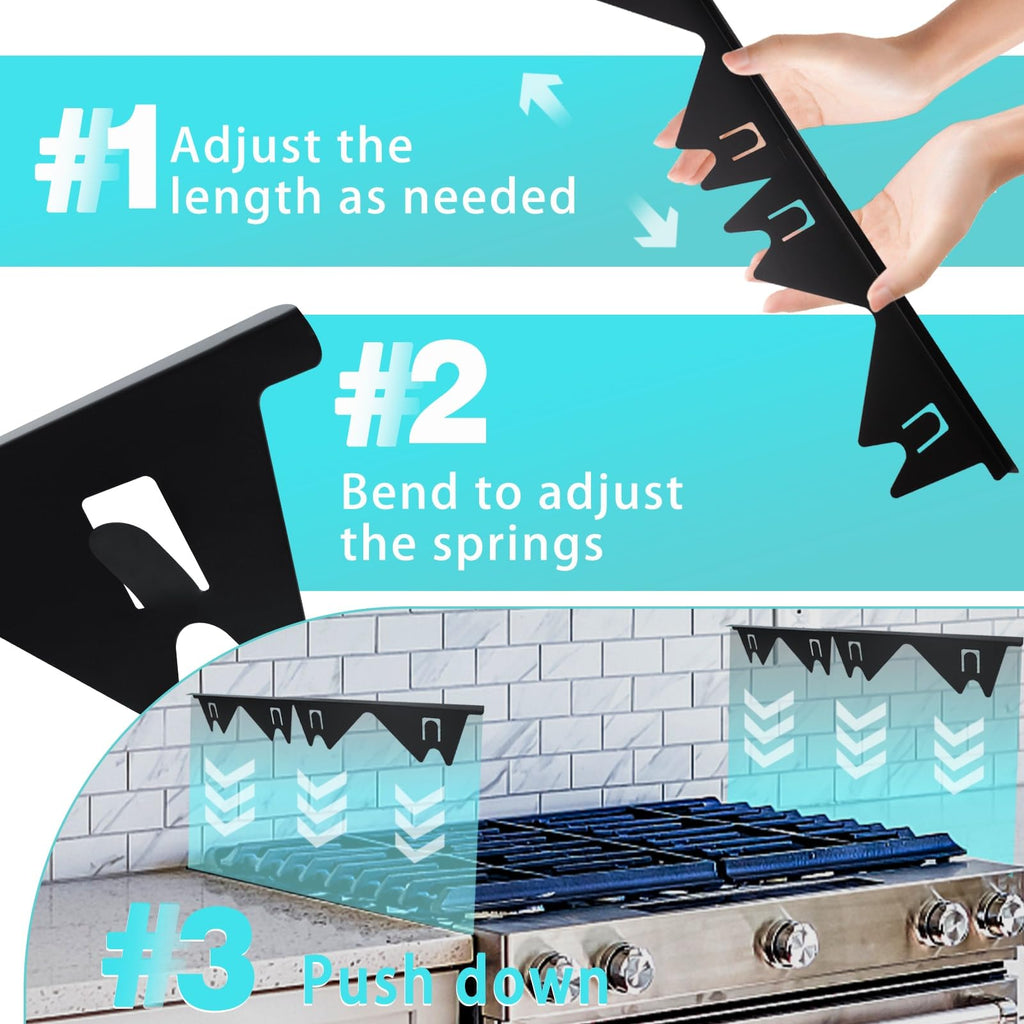 Stove Gap Covers Stainless Steel, 2 Pack Stove Gap Filler Easy Retractable Length 13.8" to 27.5", Width 0.79" Stove Gap Guards Range Trim Kit, Heat Resistant Guard Between Stove Top & Counter
