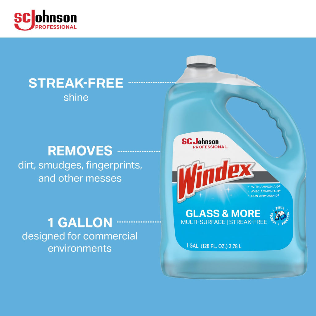 SC Johnson Professional Windex Glass Cleaner Refill, 1 Gallon, 4 Count