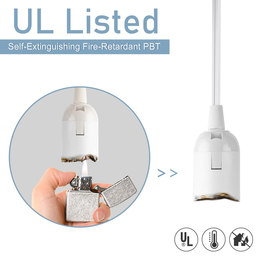 JACKYLED Extension Hanging Lantern Cord Cable 2-Pack 20ft UL 360W with E26 E27 Socket On/Off Button Pendant Lighting