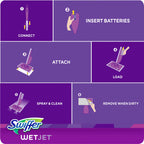 Swiffer Wet Jet Mop, Floor Cleaner for Mopping Wood, Laminate, Tile in Home, Bathroom, Kitchen, All Purpose Multi-Surface Cleaning Set includes 1 Spray Mop, 5 Pads Refill, 1 Fresh Scent Solution