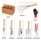 SOLIGT 8 Piece Garden Tools Set with Basket, Gardening Gifts for Women Men