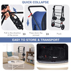 Giantex Double Pet Stroller with 2 Detachable Carrier Bags, Safety Belt, 4 Lockable Wheels, Folding Cat & Dog Stroller for Small Medium Pets, Cats Dogs Puppy Travel Strolling Cart (Navy)