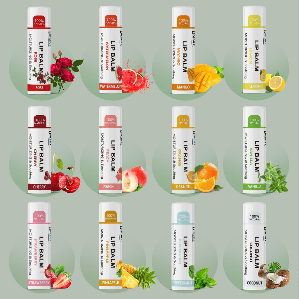 Dmsky Lip Balm Bulk - Fruit Variety Pack, Hydrating for Men, Women, Kids - 0.15 Oz, 360 Count