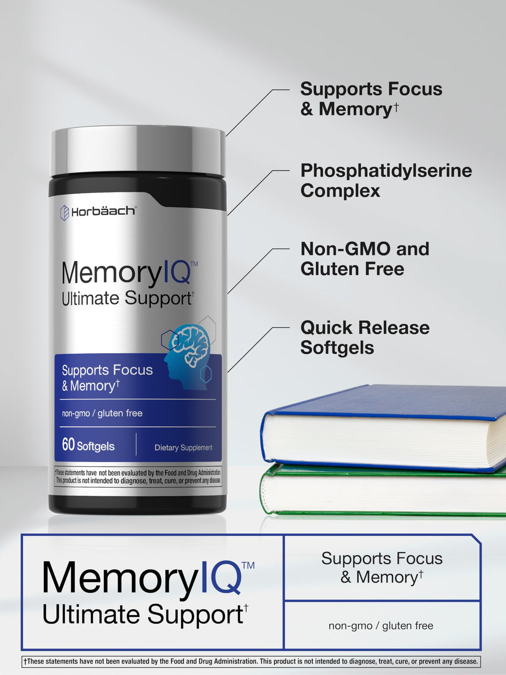 Horbäach Memory IQ Brain Support Supplement | 60 Softgels
