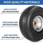 GICOOL 10" Tire and Wheel, 2 Pack, 4.10/3.50-4 Pneumatic Tire, with 2.25" Offset Hub, 5/8" Axle Bore Hole, Sealed Bearings for Hand Truck Trolley Dolly Garden Wagon Wheel Replacement