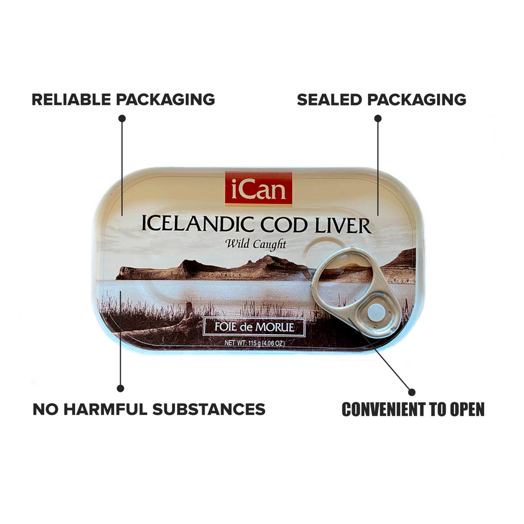Icelandic Cod Liver Wild Caught (Foie de Morue) 4oz. (PACK OF 12 CANS)