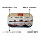 Icelandic Cod Liver Wild Caught (Foie de Morue) 4oz. (PACK OF 12 CANS)