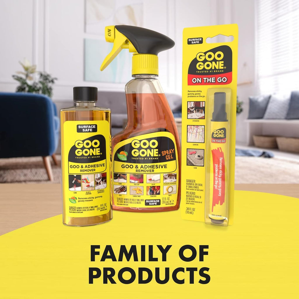 Goo Gone Adhesive Remover Spray Gel 12 Oz with Scraper, Surface Safe