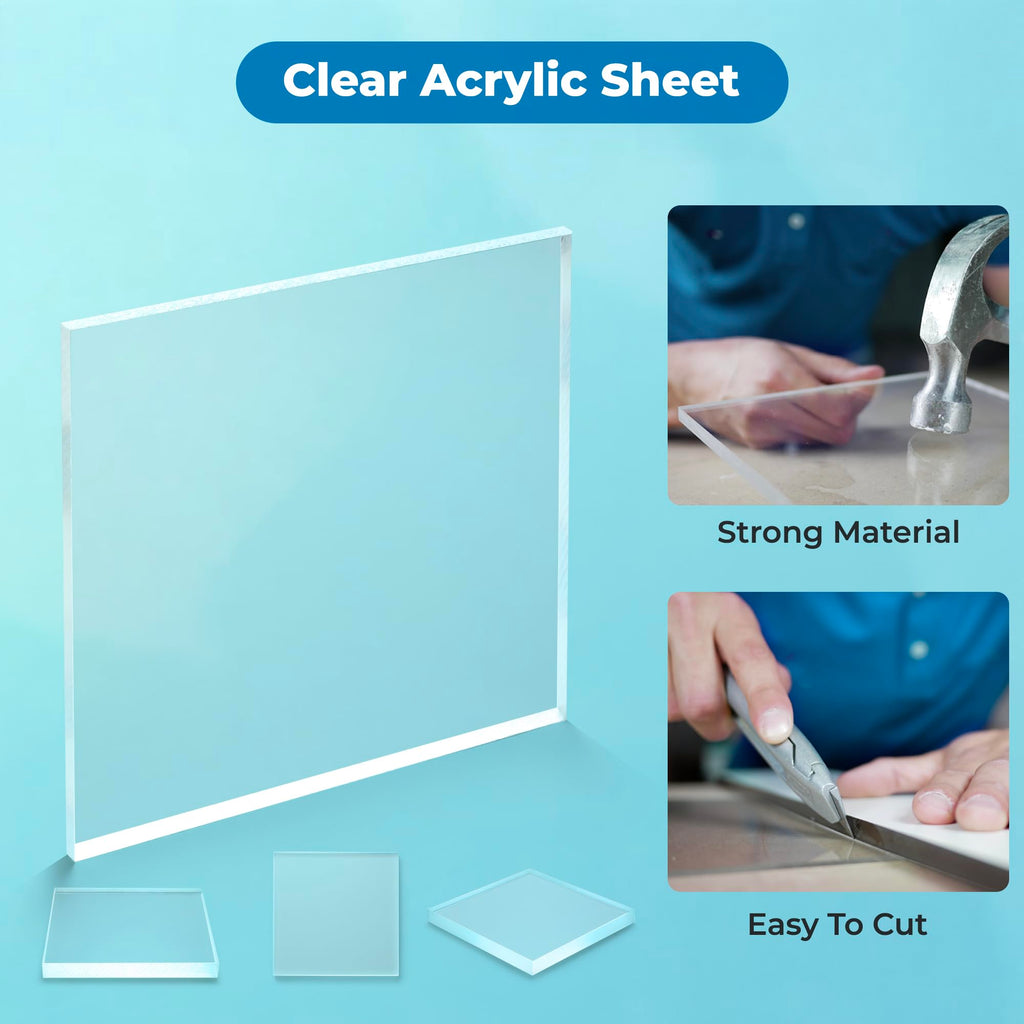 Fab Glass and Mirror Plastic PET Lightweight 12"x24" (12mm) Thick Acrylic Plexiglass Sheet for Photo Frame, Shatterproof Alternative for Glass, Home Décor, Welcome Sign Boards, Clear (ACR12M12X24RC)