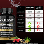VYTRUZA Testosterone Supplement for Men - Advanced T-Boost Formula for Energy, Strength, Stamina* - Natural Testosterone Booster for Men Muscle Growth Support* - 90 Capsules