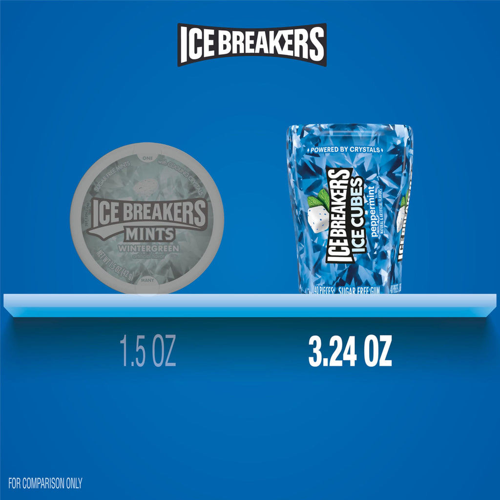 ICE BREAKERS Peppermint Sugar-Free Gum Bottles, 3.24 oz, 6 ct