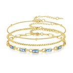 GexTyde Gold Birthstone Bracelet for Women, 18K Gold Plated Layered Jewelry Bracelet Set, Womens Dainty Stackable Bracelets Link Paperclip Chain Valentines Day Gift for Wife Her