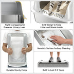 OneBug High-Sided Stainless Steel XL Cat Litter Box for Cats