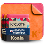 Koala Lens Cleaning Cloth | Japanese Microfiber | Glasses Cleaning Cloths | Eyeglass Lens Cleaner | Eyeglasses, Camera, VR/AR Headset, and Screen Cleaner | Pink & Orange (Pack of 3)