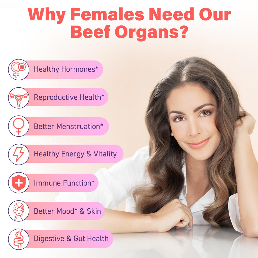 (180 Gummies) Beef Organ Supplement for Women - 5300mg Beef Liver, Kidney, Uterus & 10 More, for Hormone Balance, Menstruation, Energy, Immunity, Gut & Skin Health - 100% Grass Fed & Pasture Raise