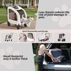 EchoSmile 4 Wheels Pet Stroller, Dog & Cat Stroller for All-Season, Lightweight Carrier with Storage Basket, Adjustable Handle, Removable Pad, Breathable Mesh, Up to 135 lbs, Pink