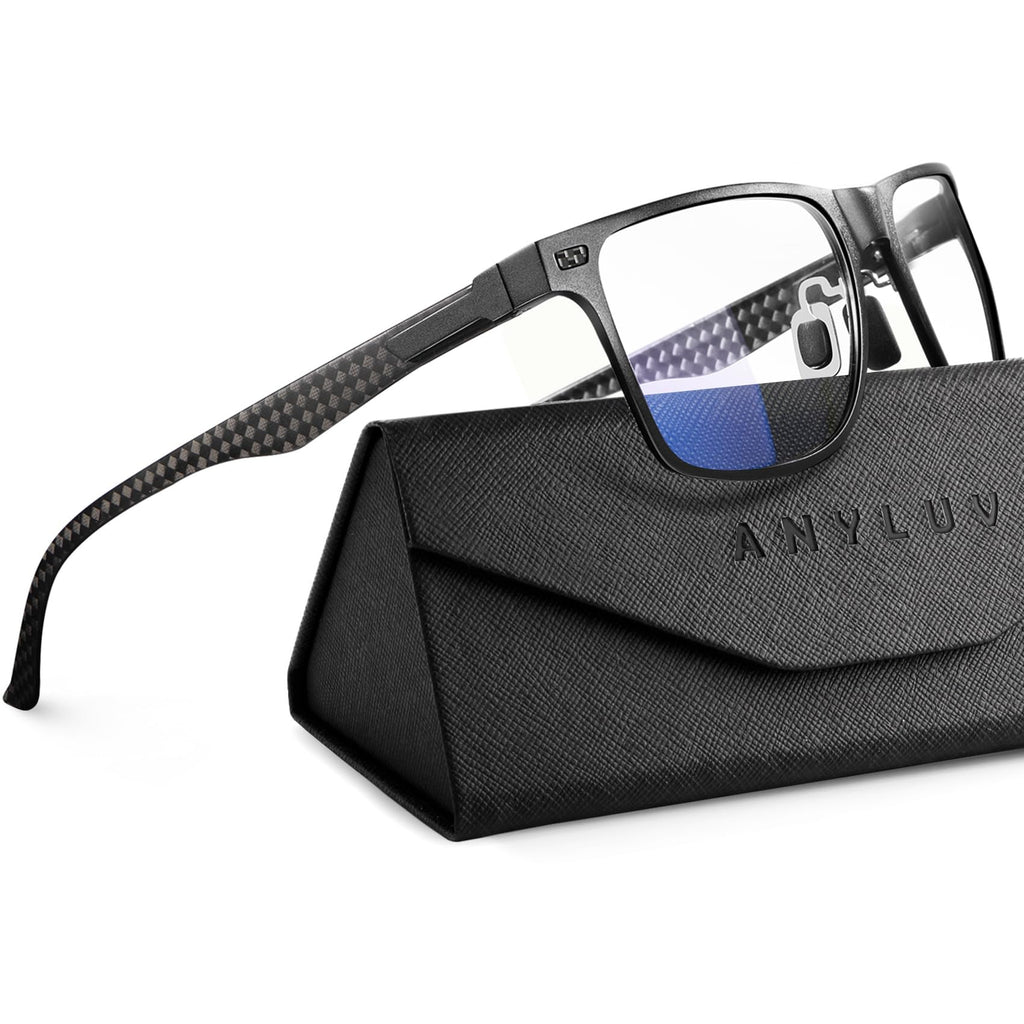 ANYLUV Blue Light Glasses Men/Women, Working Blue Light Blocking Glasses, Relieve Eyestrain-Carbon fiber Black
