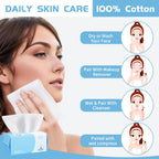 Cotton Facial Dry Wipes 100 Count, Deeply Cleansing Disposable Face Towel Wash Cloth, Multi-Purpose for Skin Care, Make-up Wipes, Face Wipes and Facial Cleansing (6 Pack)