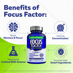 Focus Factor Adults Extra Strength, 120 Count - Brain Supplement for Memory, Concentration and Focus - Complete Multivitamin with DMAE, Vitamin D, DHA - Trusted Health Vitamins (Pack of 2)