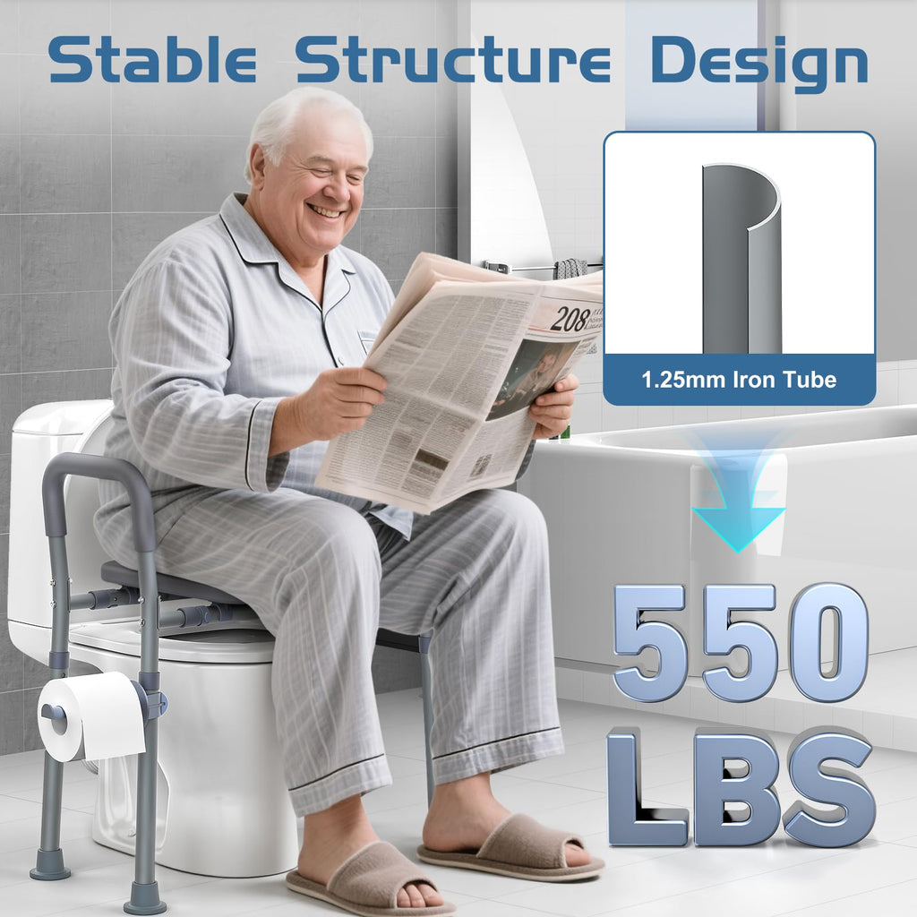 Dedibody Toilet Seat Risers for Seniors, Raised Toilet Seat with Handles, Adjustable Height & Width, Heavy Duty Up to 550lb Handicap Elevated Toilet Seat for Elderly, Pregnant, Fit Any Toilet