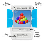 100 PICS Brain Teasers Travel Game - Solve 100 Puzzles | Flash Cards with Slide Reveal Case | Card Game, Gift, Stocking Stuffer | Hours of Fun for Kids and Adults | Age 6+