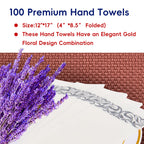 JOLLY CHEF 100 Disposable Hand Towels, Soft and Absorbent Linen Feel Dinner Napkin, Elegant Decorative Paper Guest Towels for Kitchen, Bathroom, Weddings, Parties, Silver and White